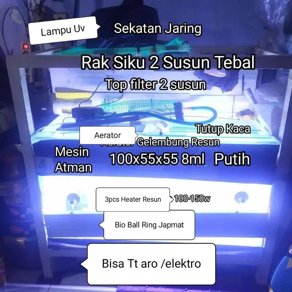 Aquarium Lampu Rak Akuarium Resun Atman tabung gas heater