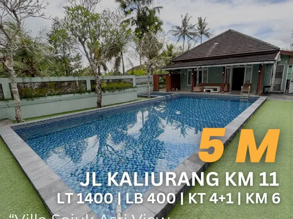 Jual Villa Jalan Kaliurang Km 11 Kolam Renang Area Sejuk Asri View Sawah Gunung