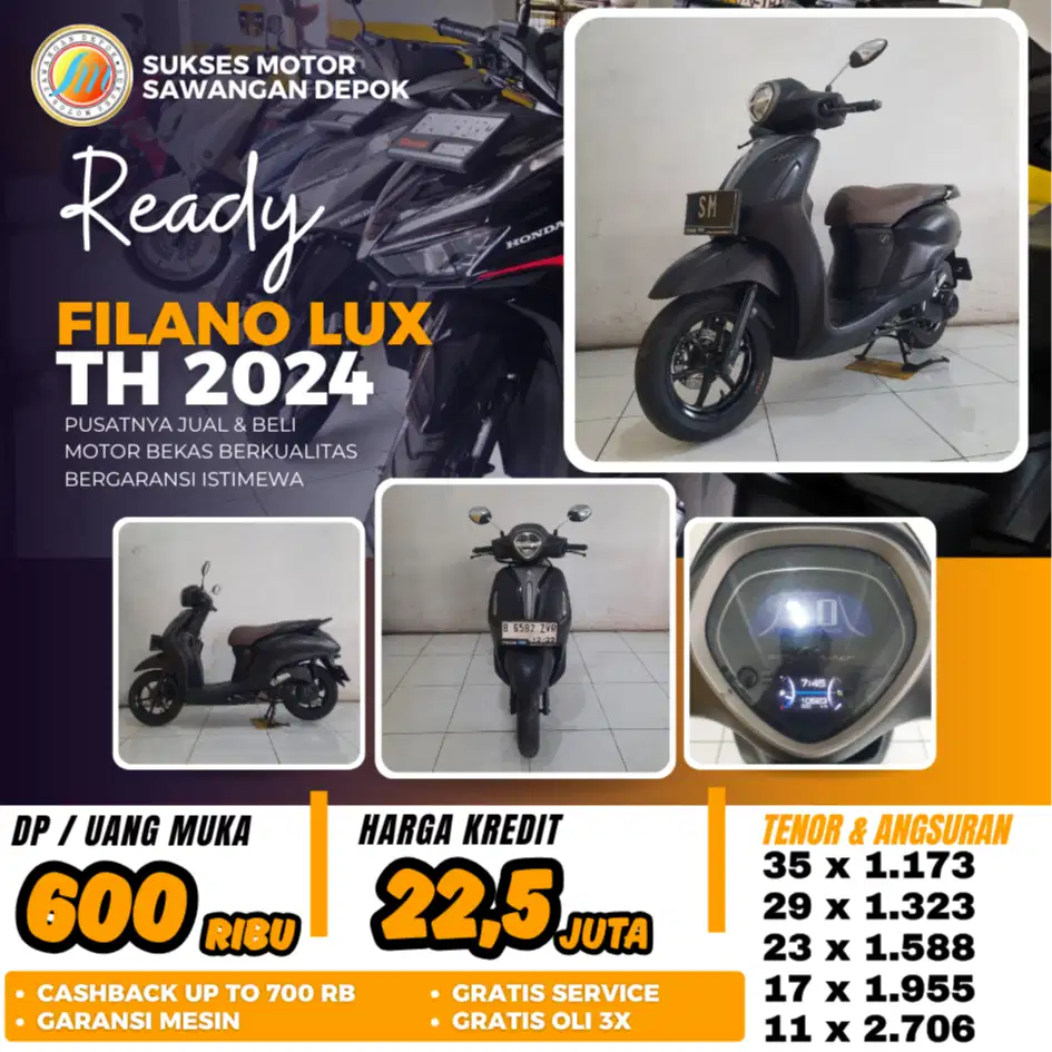 DP 600 BERGARANSI YAMAHA FILANO LUX THN 2024 UNIT MULUS ISTIMEWA