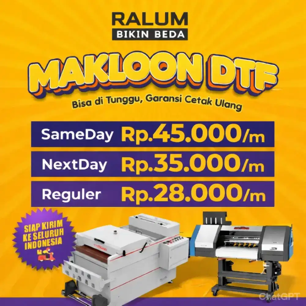 Cetak DTF Meteran Harga Pabrik | Makloon DTF Cepat & Bergaransi