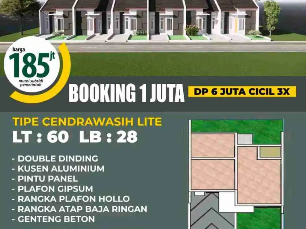 RUMAH MURAH SUBSIDI DI CISEENG NEMPEL BSD DGN FASILITAS LENGKAP CICILAN 1 JUTAAN!