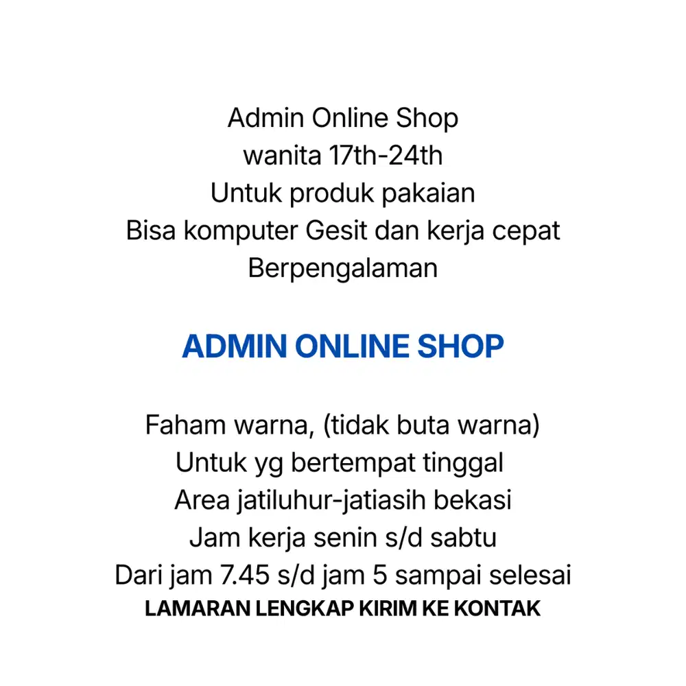 LOKER ADMIN ONLINE SHOP