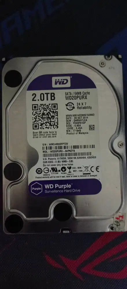 Harddisk/HDD WD Purple 2TB