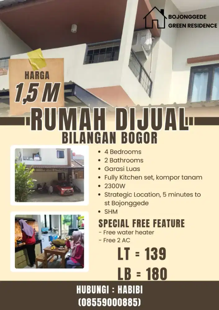 Rumah Bojonggede Green Residence 2 Lantai Posisi Hoek