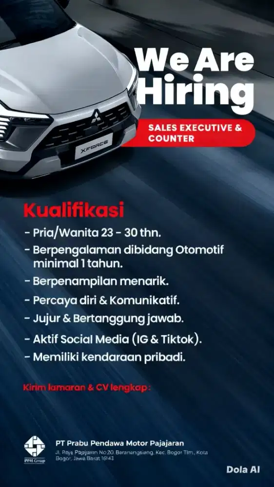 Dibutuhkan segera Sales dan Counter