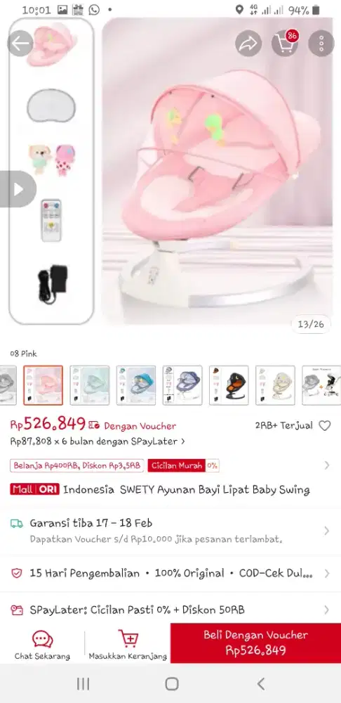 Swety ayunan bayi otomatis elektrik