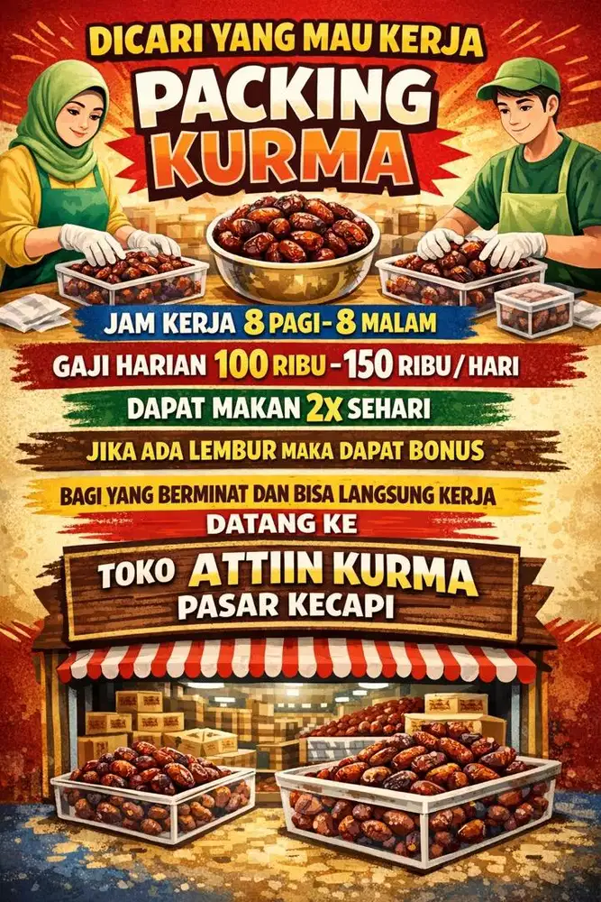 DICARI SECEPATNYA TENAGA KERJA UNTUK PACKING KURMA