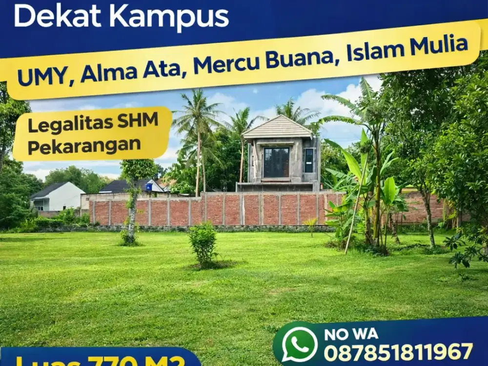 Tanah SHM Pekarangan Area Gamping Siap Balik Nama