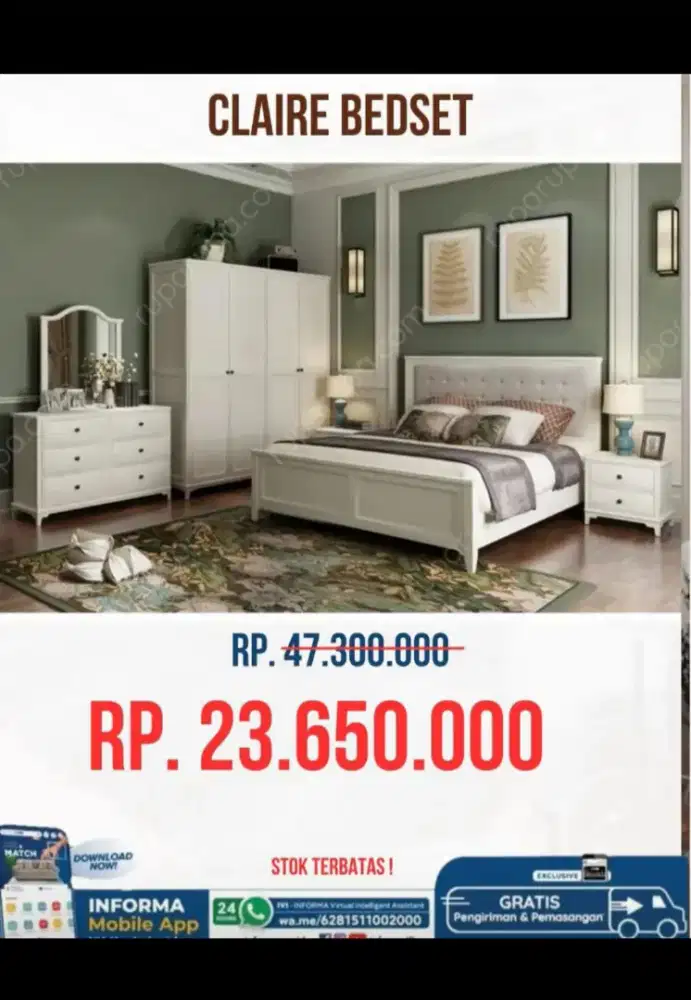 Kredit Claire 1set perlengkapan kamar hanya dengan KTP