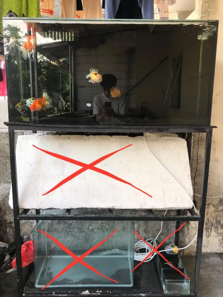 Akuarium Back Filter & Rak besi hollow 3 tingkat