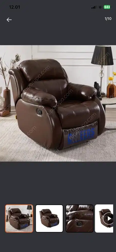 Cheers Madison Sofa Recliner Kulit 1 Seater - Cokelat