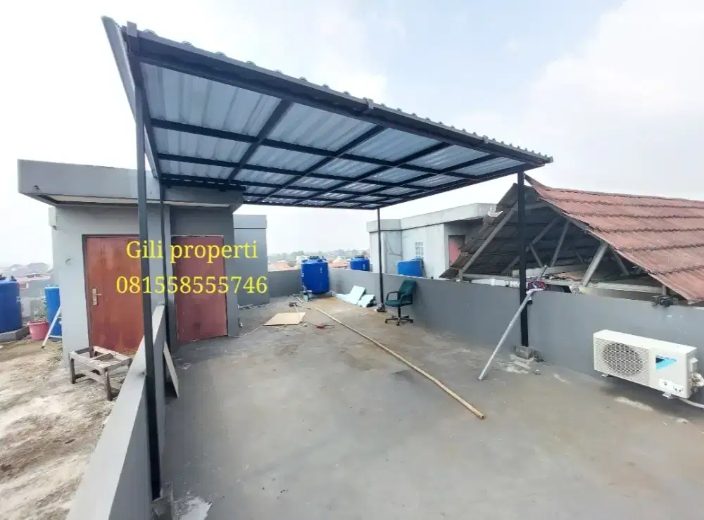 Pemasangan Kanopi Baja Ringan atap alderon rs solarflat spandek  cat
