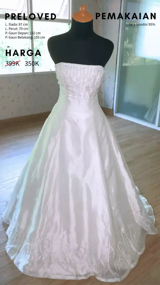 Preloved Gaun Wedding Putih Elegan