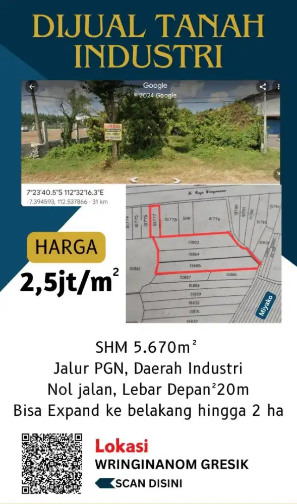 Tanah industri raya wringin anom gresik