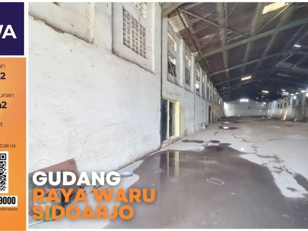 DIJUAL GUDANG 2.000 M² RAYA WARU SIDOARJO – 4 MENIT TOL WARU | DEKAT SURABAYA