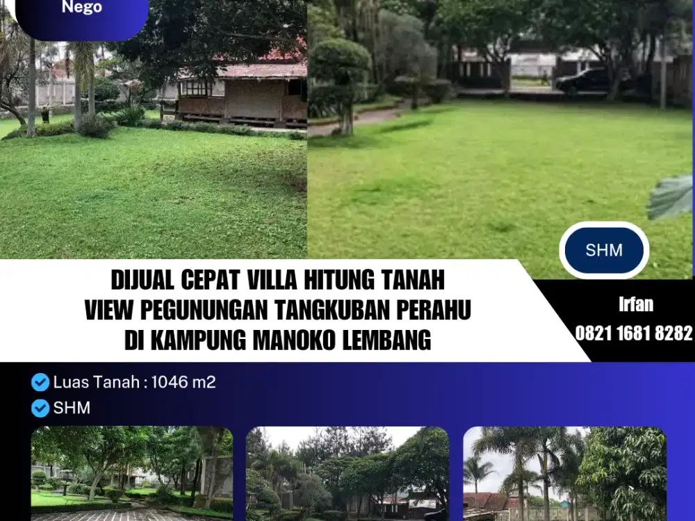 Dijual Cepat Villa hitung Tanah
View Pegunungan Tangkuban Perahu
di Kampung Manoko Lembang