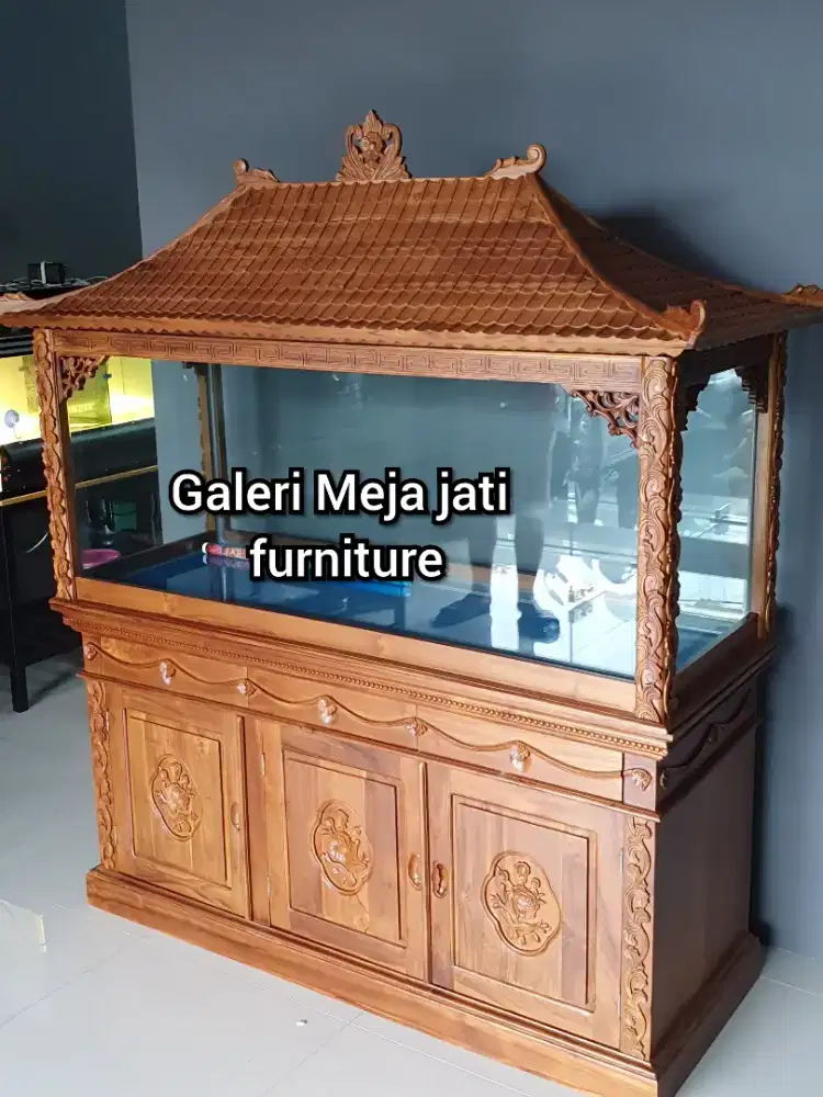 Meja aquarium plus kaca ukur atap