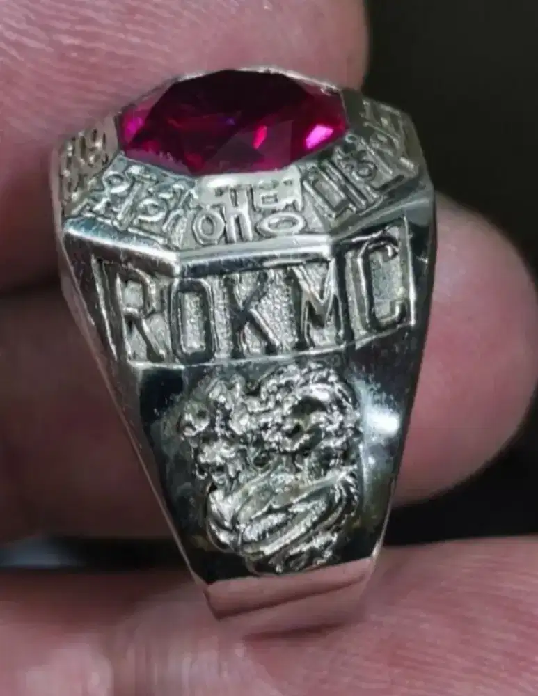 Batu Permata Merah Ring Perak Korea