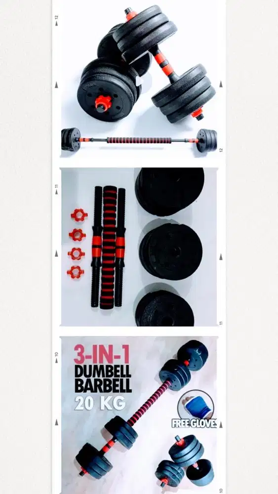 DIJUAL DUMBLE / BARBEL 3 IN 1 ( BISA BARBEL BISA ANGKAT BERAT )