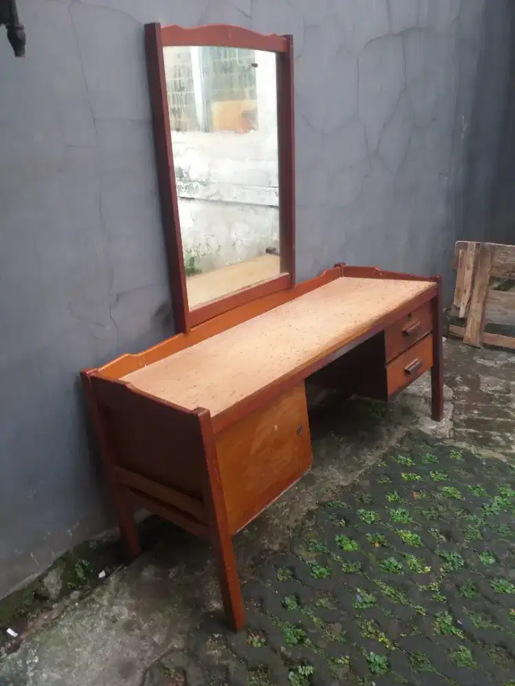 MEJA Cermin Rias Jati Mewah Multifungsi