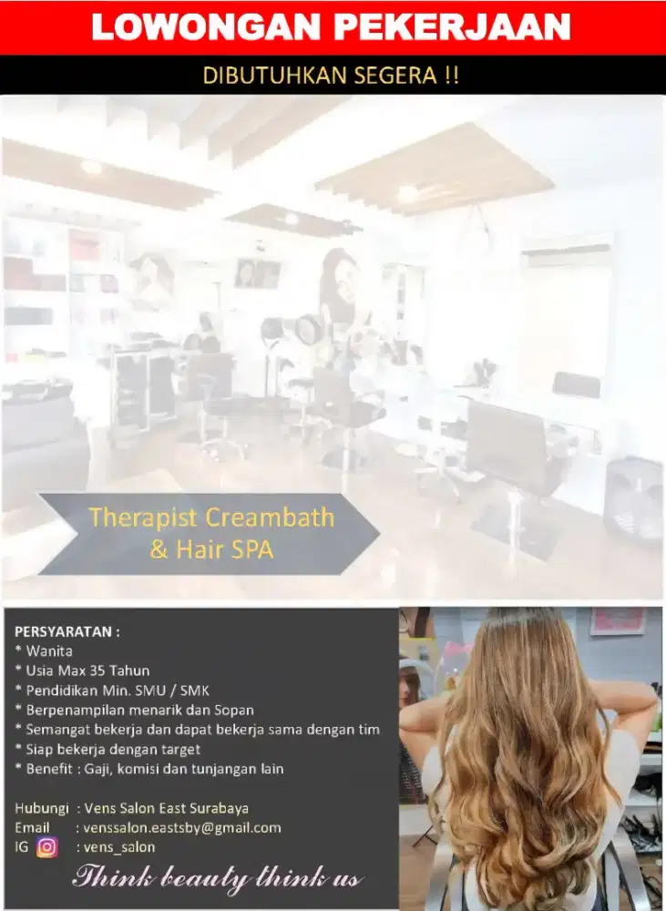 Therapis creambath hair spa salon kecantikan