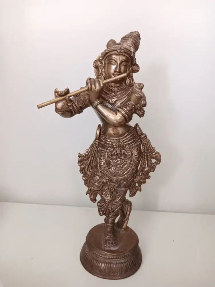 Patung / Arca Krishna Govinda Perunggu Asli India Awatara Dewa Wisnu