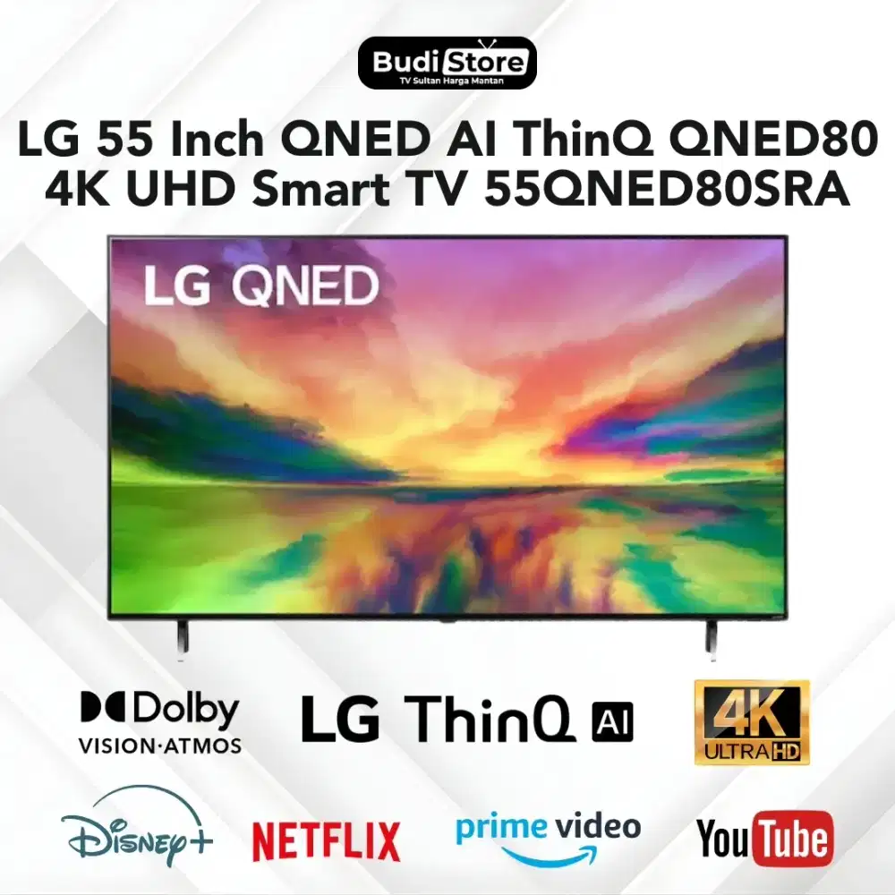 LG 55 Inch QNED AI ThinQ QNED80 4K UHD Smart TV 55QNED80SRA