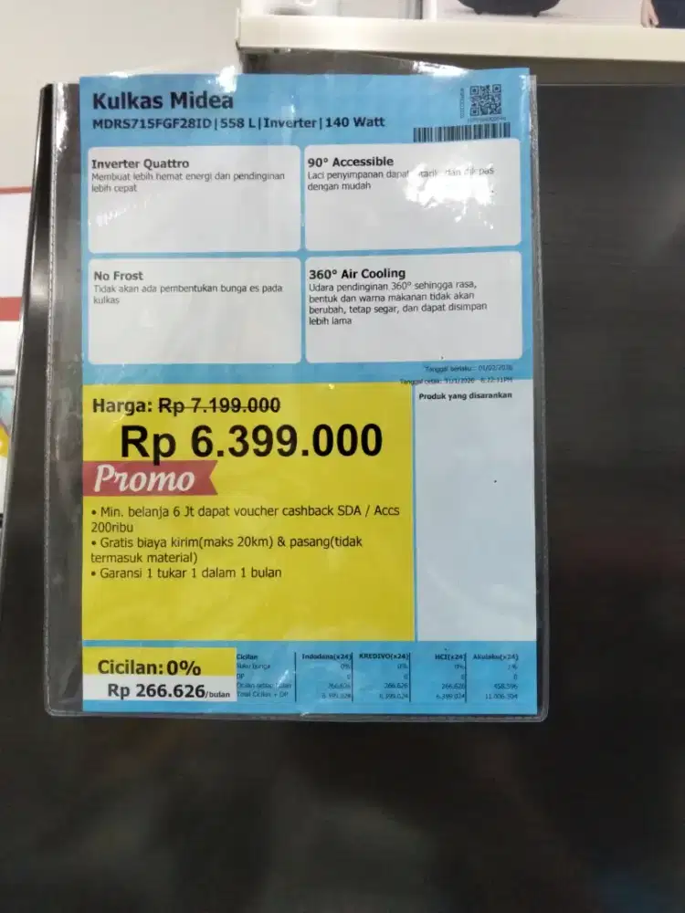 Kulkas Midea Inverter |Bisa Cicilan Pakai KREdIVo