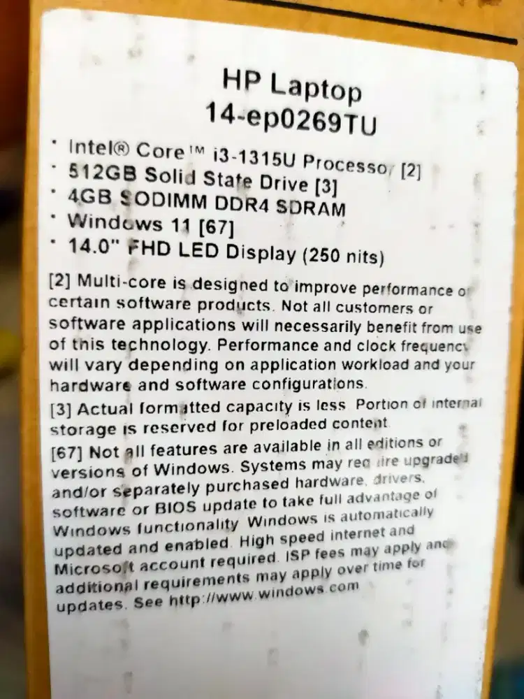 Dijual laptop HP 14-ep intel i3 gen 13 Second 3Bln Ram 8gb ddr4 SSD512