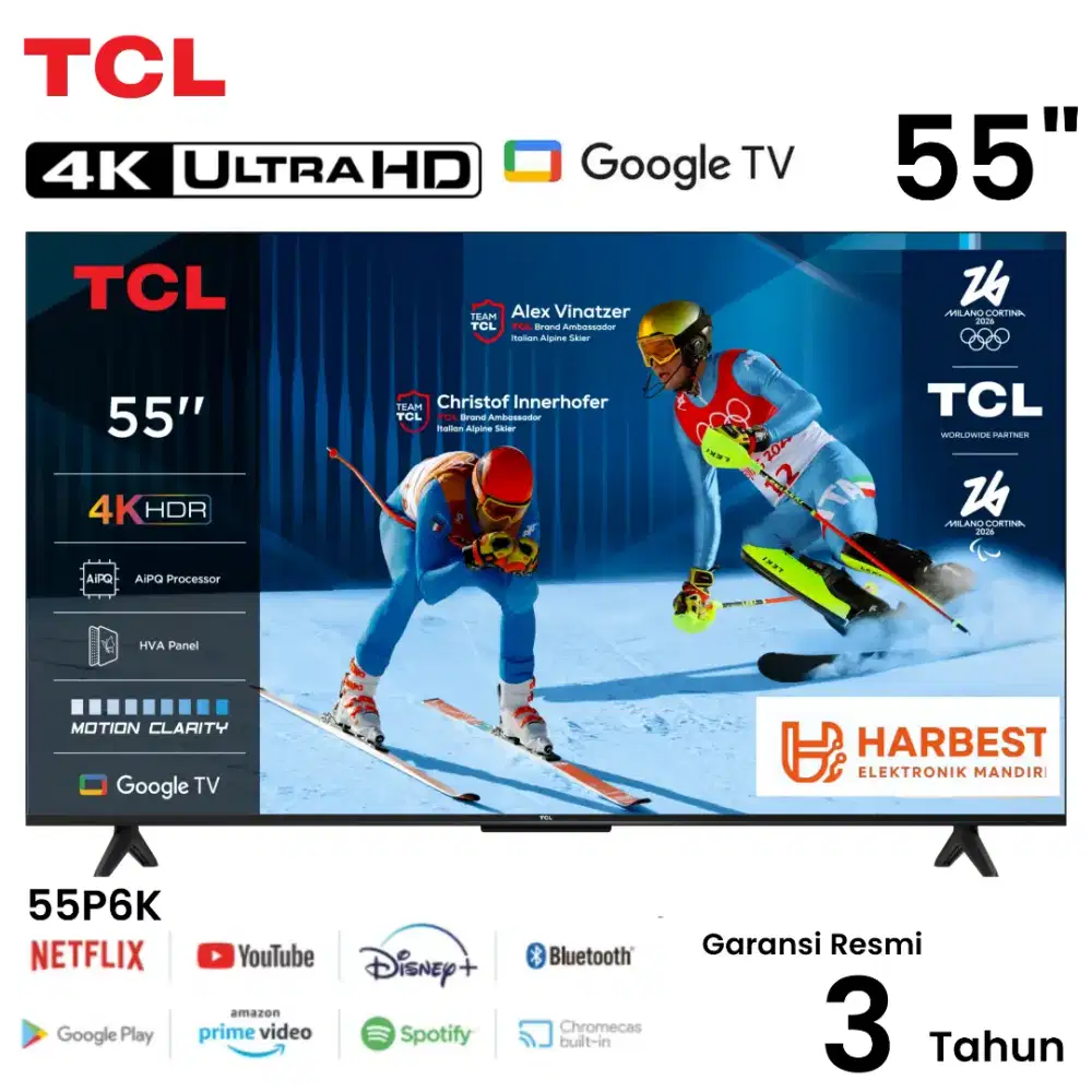 TCL 4K UHD 55P6K Google TV New 2025 HDR10+ Dolby MEMC AIPQ Airplay