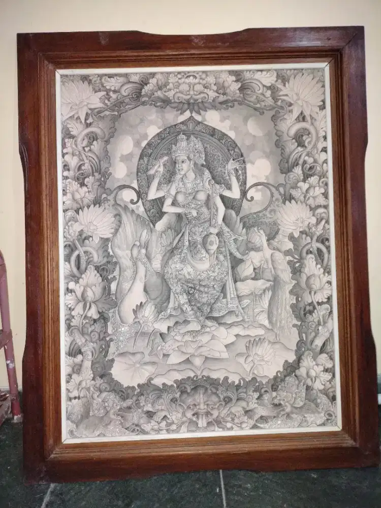 Lukisan Dewi Saraswati Bali Ukuran 80 x 60