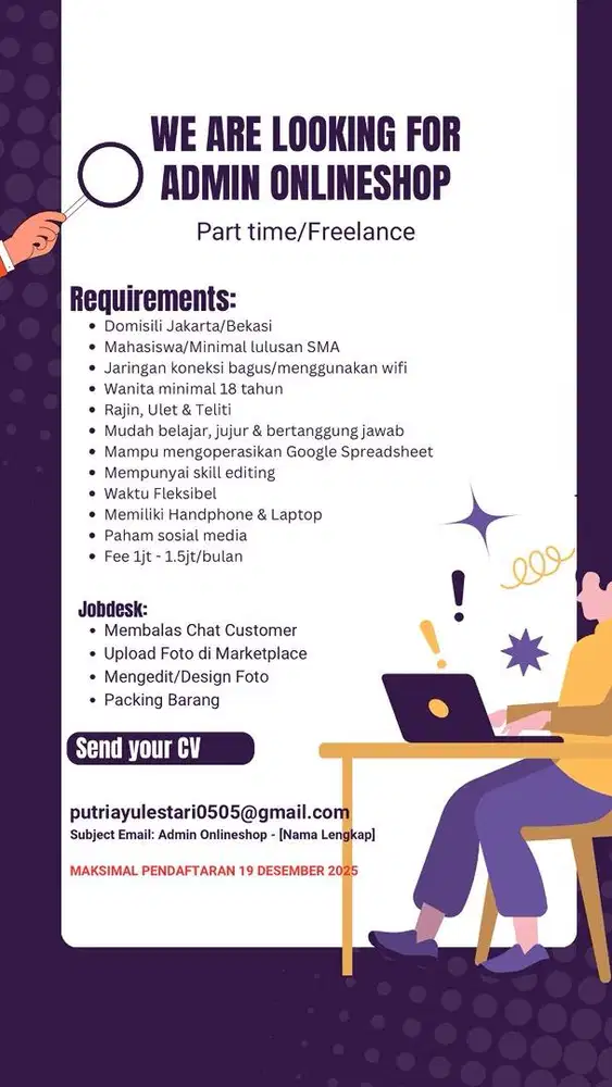 LOWONGAN ADMIN ONLINESHOP