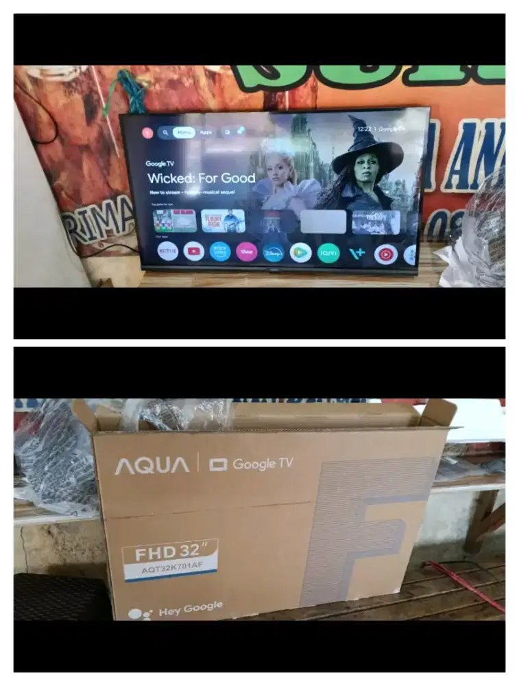 Jual tv aqua android 32 inch baru 3 bulan pake