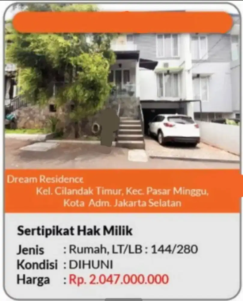 Dijual Rumah Dream Residence Cilandak Timur