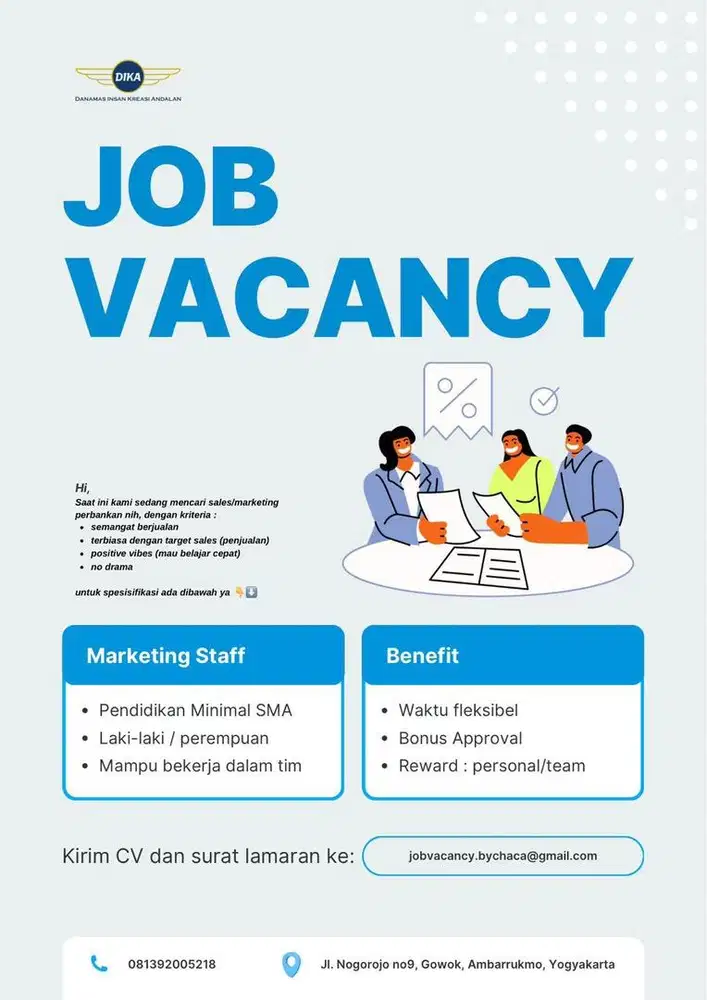 Join my teamwork as a SALES MARKETING Bank Swasta di Jogja