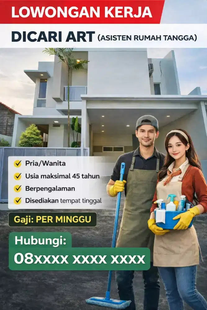LOWONGAN KERJA ART (ASISTEN RUMAH TANGGA)