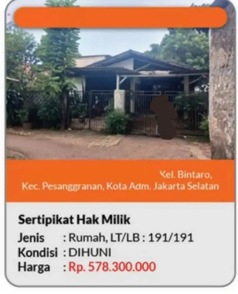 Dijual Rumah Bintaro Pesanggrahan