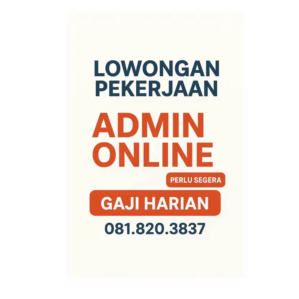 Dicari segera: Admin Online Shop, Wanita, Pendidikan SMK Akuntasi
