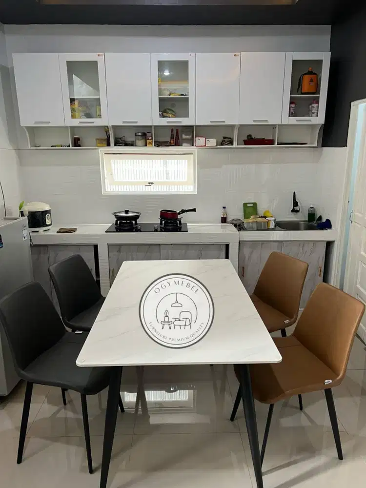 PROMO MEJA MAKAN MARMER 4 KURSI MERK ACTIV SALE GRATIS ANTAR