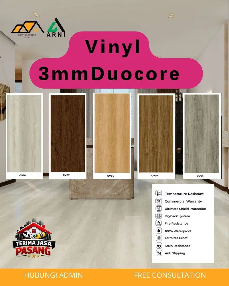 Vinyl 3mm DUOCORE|Vinyl Kayu ANTI RAYAP