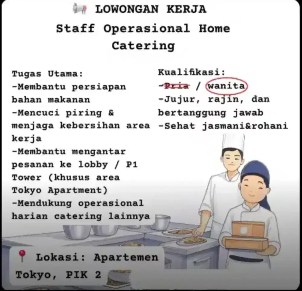 Lowongan Kerja - Staff Operasional Home Catering