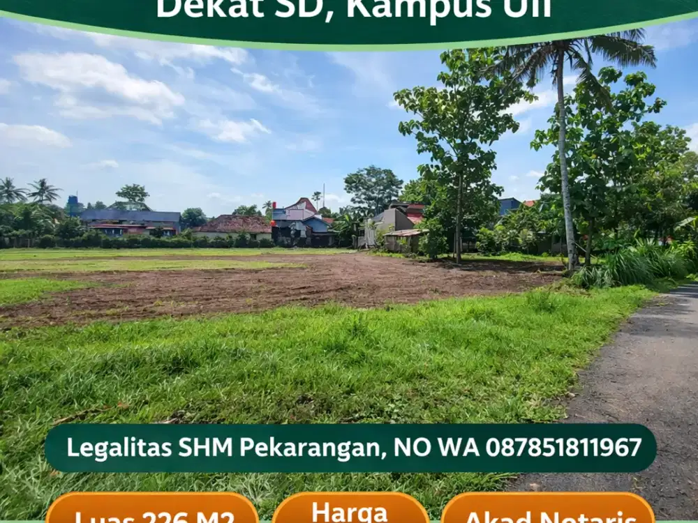 Tanah Jogja 2 Menit SD Bias Kaliurang SHM Pekarangan