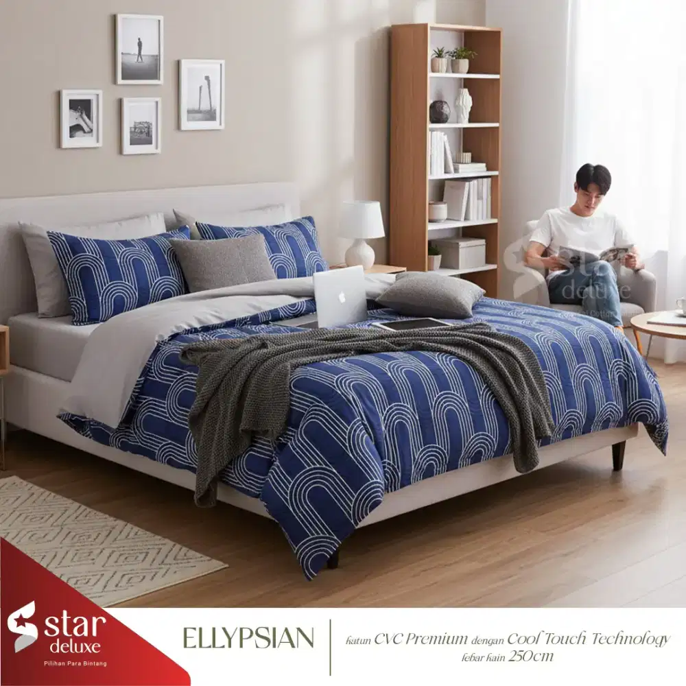 Seprai minimalis katun premium warna navy