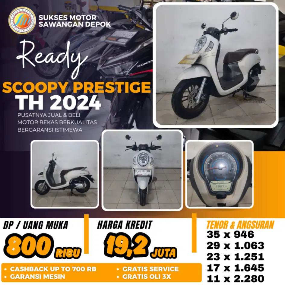 BERGARANSI HONDA NEW SCOOPY PRESTIGE TH 2024 KEYLES MULUS BISA KREDIT