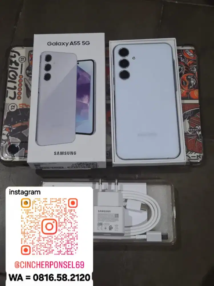 Jual hp istimewa samsung A55 5g 8/256 grns resmi indonesia fre ADAPTOR