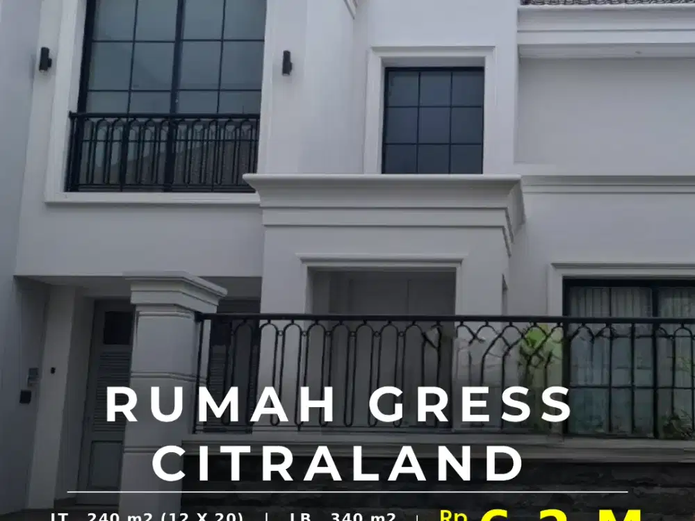Dijual Rumah Baru, 2 Lt, Bagus, Strategis Dekat PTC di Citraland, Surabaya