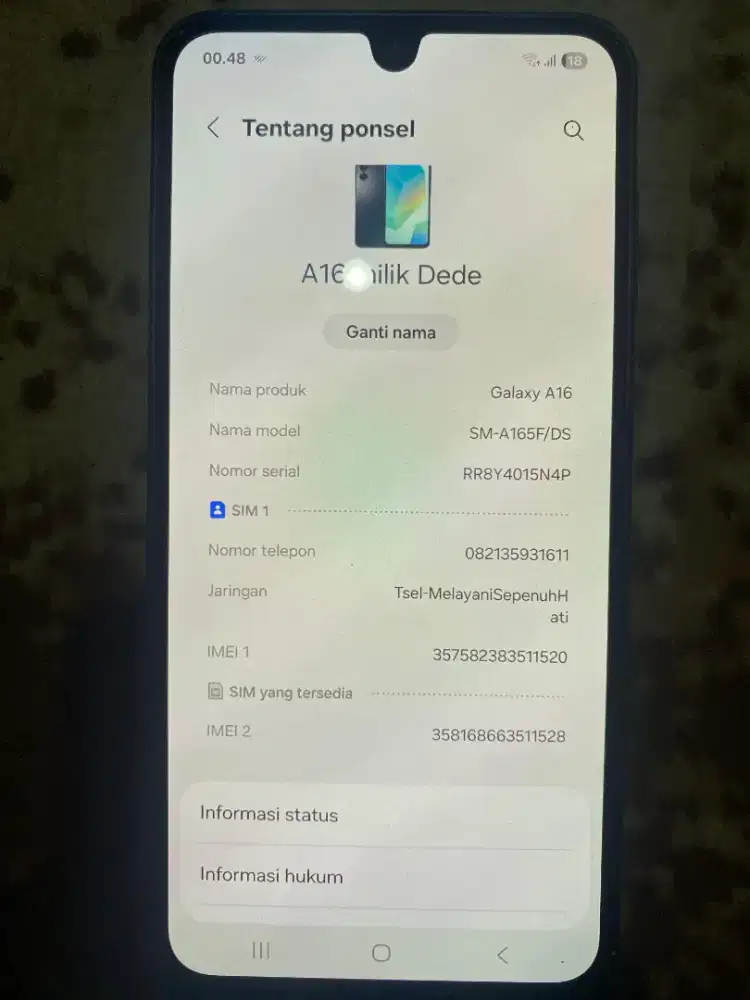 Samsung A16  hp no minus