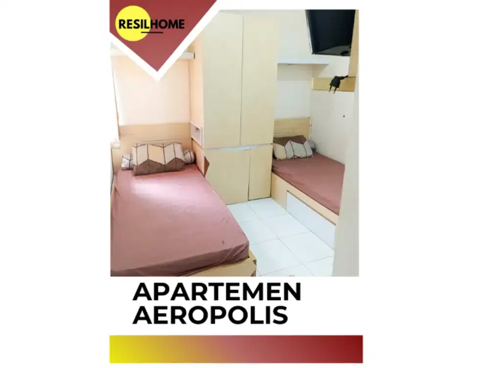 sewa bulanan apartemen Aeropolis Residence 1 tower B full furnished Neglasari Tangerang Banten AR1 Furniture lengkap seberang bandara Soekarno Hatta studio termurah