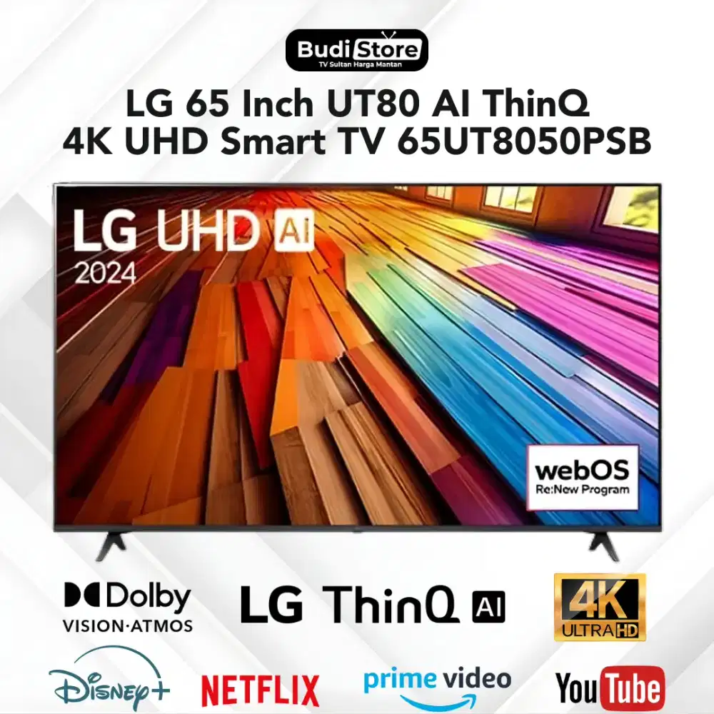 LG 65 Inch UT80 UHD 4K AI ThinQ Smart TV 65UT8050PSB