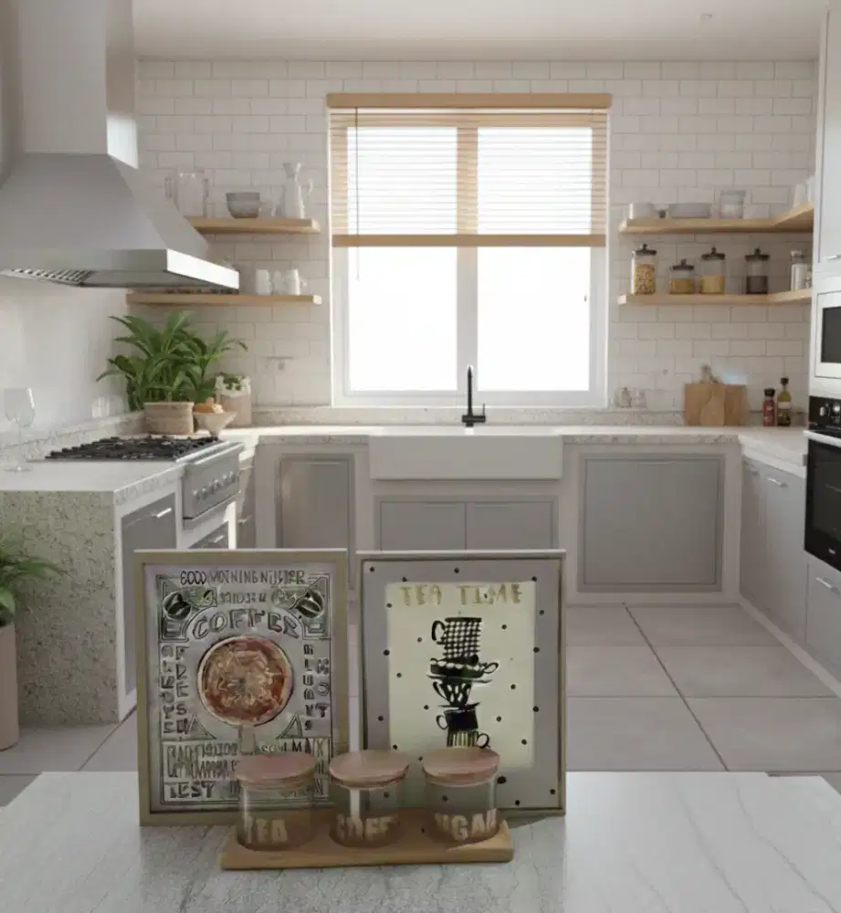 Set Dekorasi Coffee Corner (2 Frame Kayu + 3 Jar Kaca Estetik)